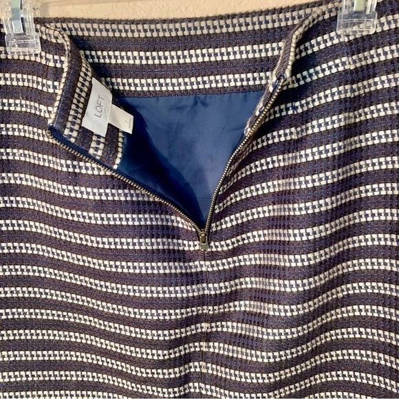 LOFT Mini Skirt Size 2 Blue Tan Black Woven Acrylic Cotton Full Lining Back Zip - Picture 4 of 12